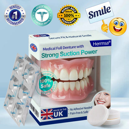 🦷Smile & Eat Confidently Again — Hermsa® Medical Suction-fit Denture🍀✅ Made and Shipped from the UK🍀