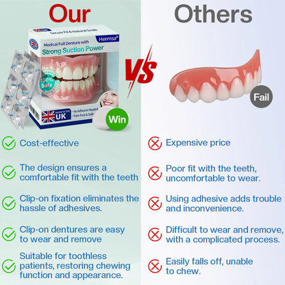 🦷Smile & Eat Confidently Again — Hermsa® Medical Suction-fit Denture🍀✅ Made and Shipped from the UK🍀